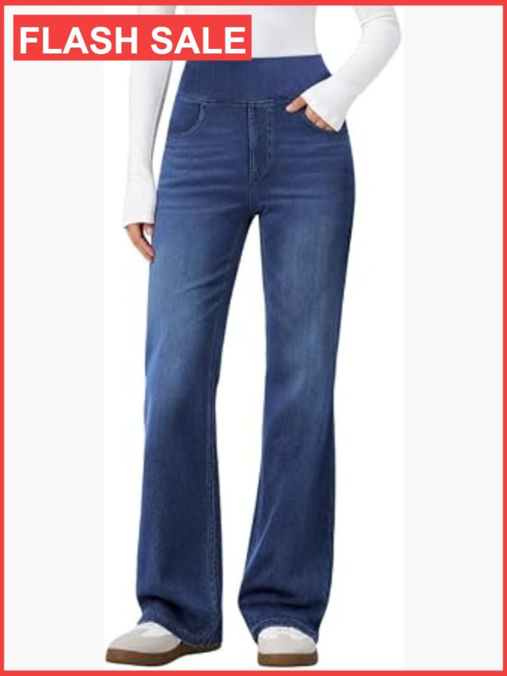 Women's Bootcut Flare Jeans High Rise Pull On Stretchy Denim Pants